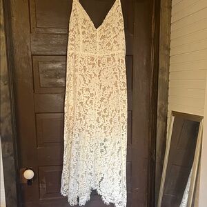 Lulu's Ivory Lace Maxi Dress